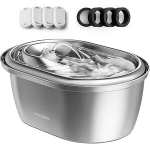 PETLIBRO Stainless Steel Cat/Dog Water Fountain +4 Filters, 101 oz/3 L, BOGO 50%
